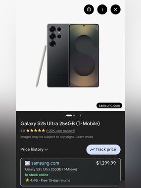 *Like New Samsung Galaxy S25 Ultra SG, Titanium Black 256GB*